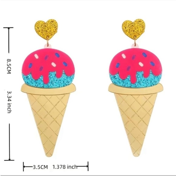 FREE WITH ANY PURCHASE Ice cream cone drop earrings - Picture 2 of 4